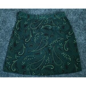 Peck & Peck Club Paisley Skirt A-Line‎ Career Casual Hunter Green Size 2